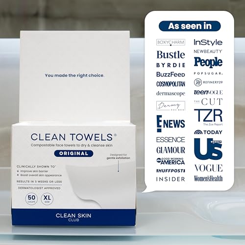 Clean Skin Club Clean Towels XL®, 100% USDA Biobased Face Towel