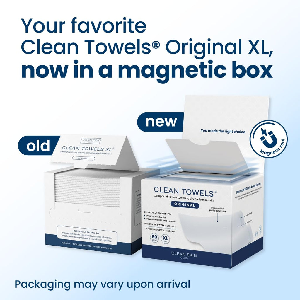 Clean Skin Club Clean Towels XL®, 100% USDA Biobased Face Towel