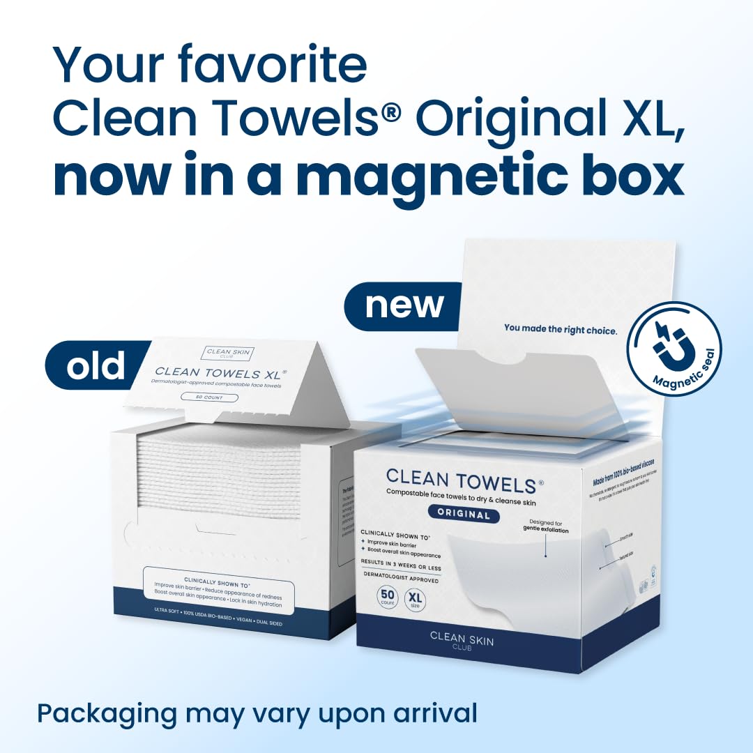 Clean Skin Club Clean Towels XL®, 100% USDA Biobased Face Towel