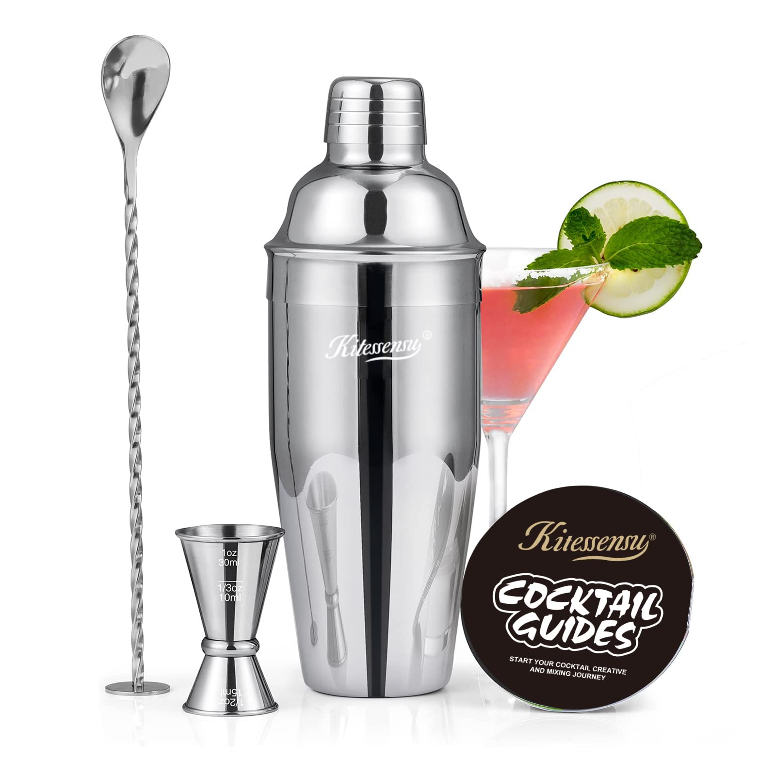 Professional Drink Mixer Set for Beginners, Silver