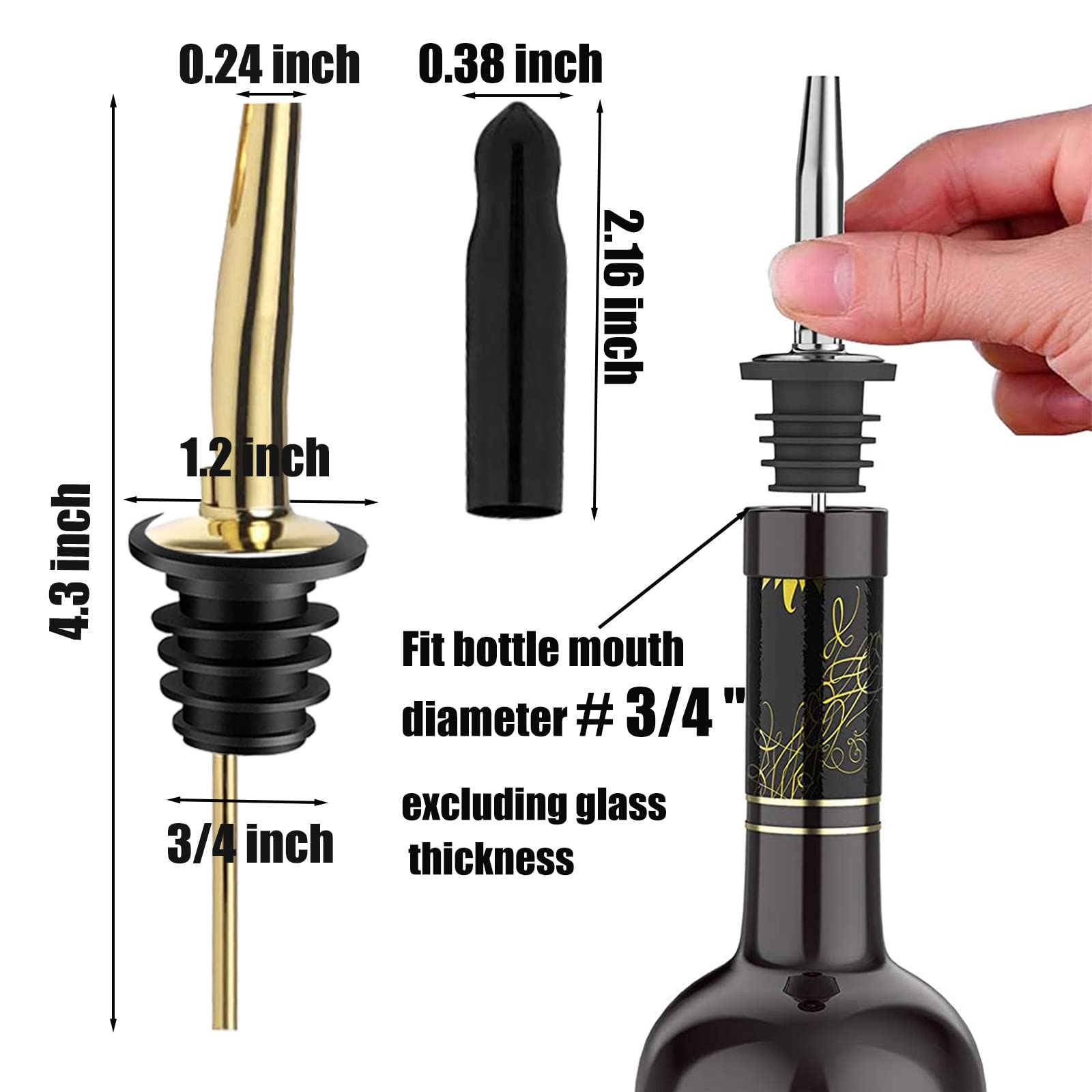 Pafusen 12 Pack Liquor Pour Spout With Dust Caps