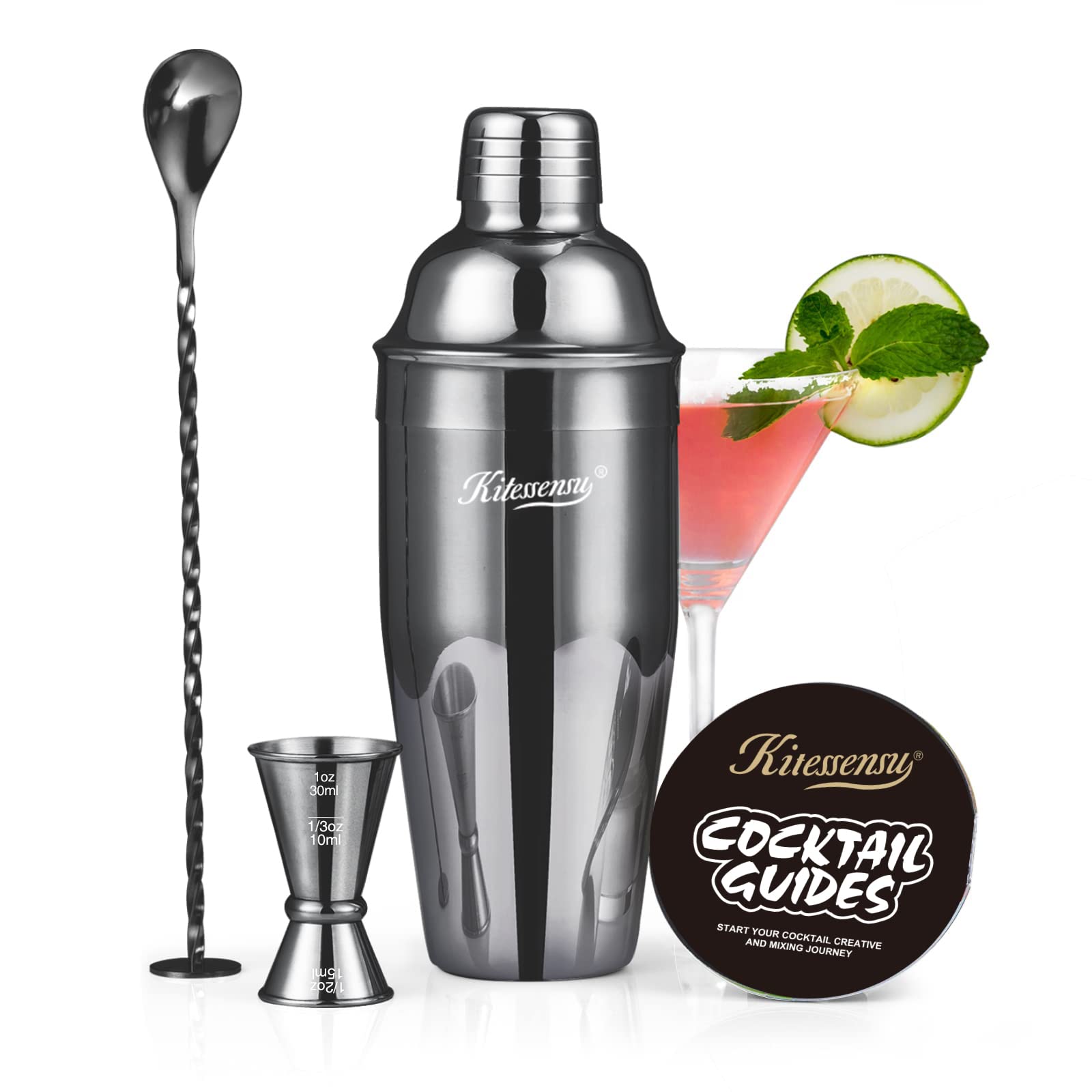 Professional Drink Mixer Set for Beginners, Silver