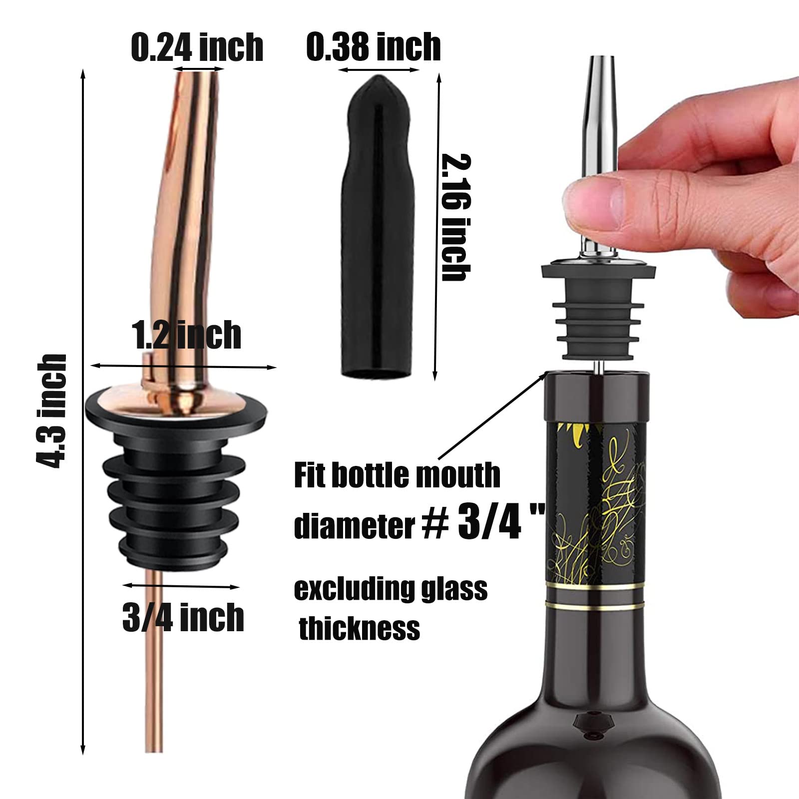 Pafusen 12 Pack Liquor Pour Spout With Dust Caps