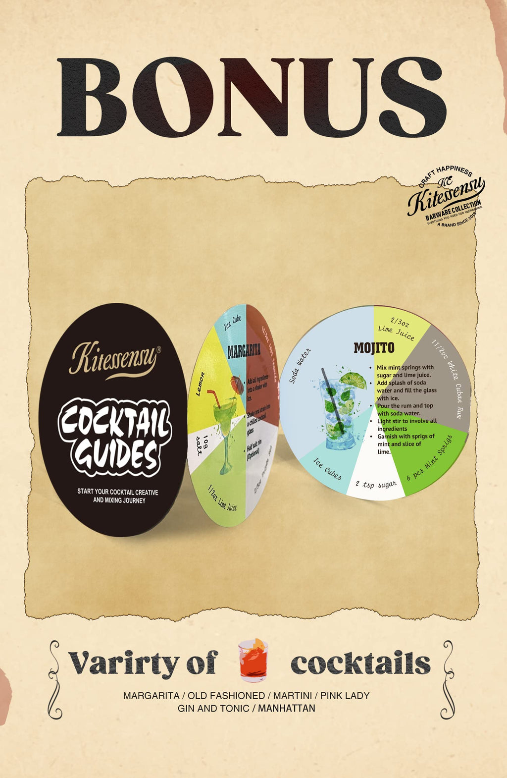 Professional Drink Mixer Set for Beginners, Silver