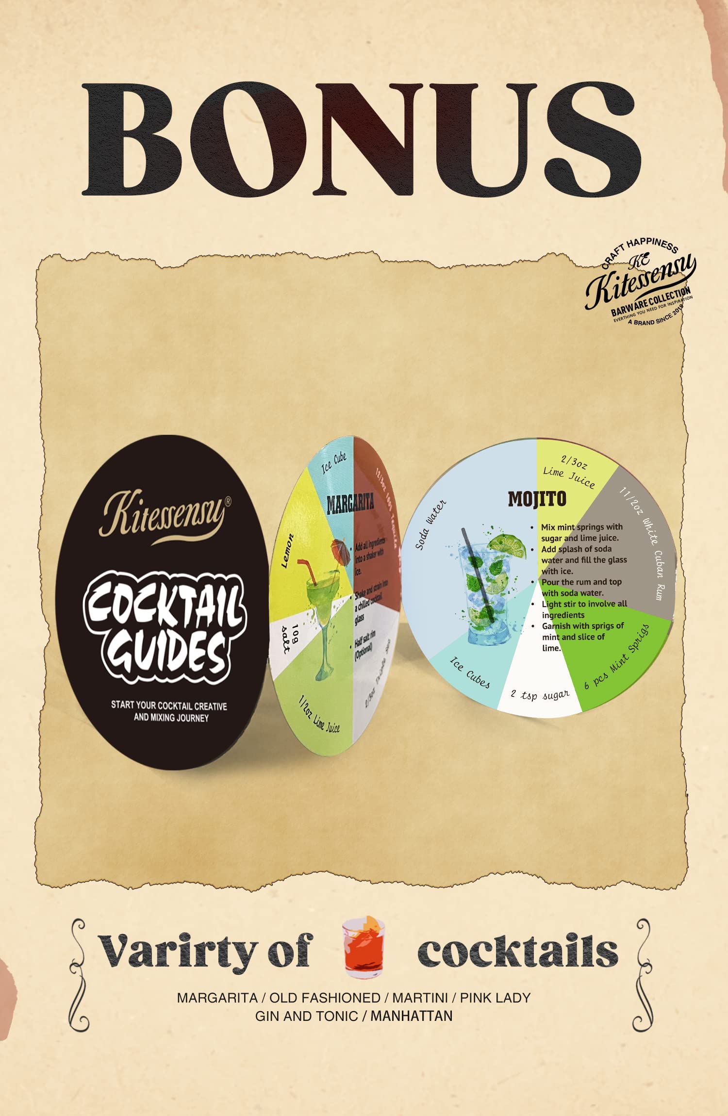 Professional Drink Mixer Set for Beginners, Silver