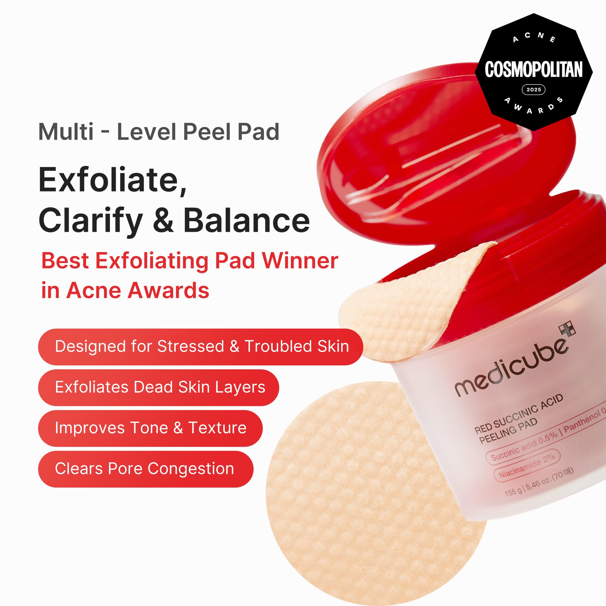 medicube Toner Pads Zero Pore Pad 2.0 | Dual-Textured Facial Pad for Exfoliation and Pore Care