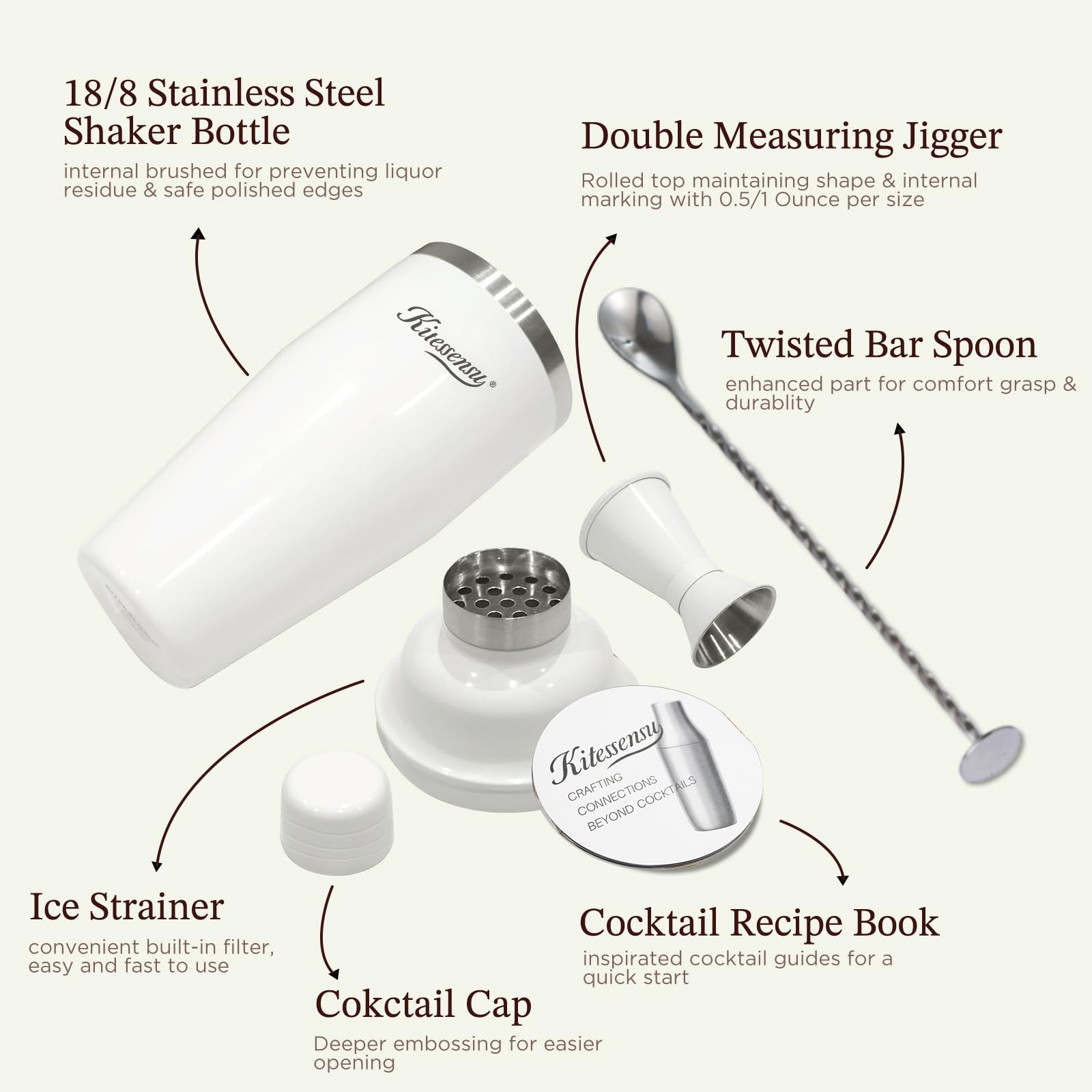 Professional Drink Mixer Set for Beginners, Silver