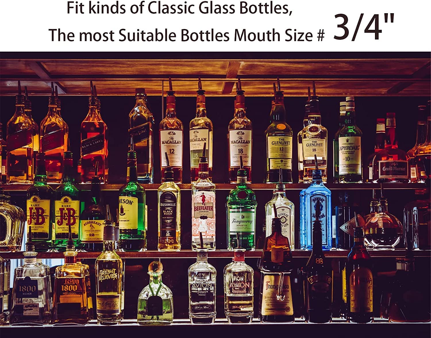 Pafusen 12 Pack Liquor Pour Spout With Dust Caps