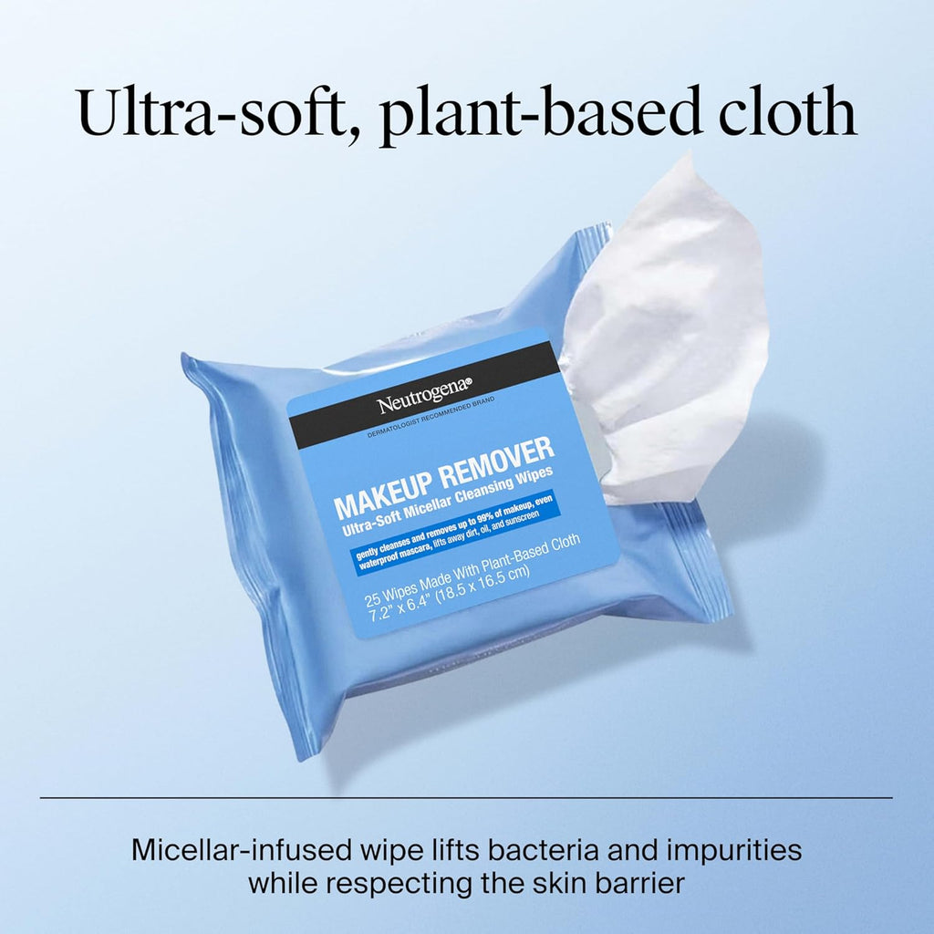 Neutrogena Makeup Remover Wipes Micellar Alcohol-Free Face Towelettes