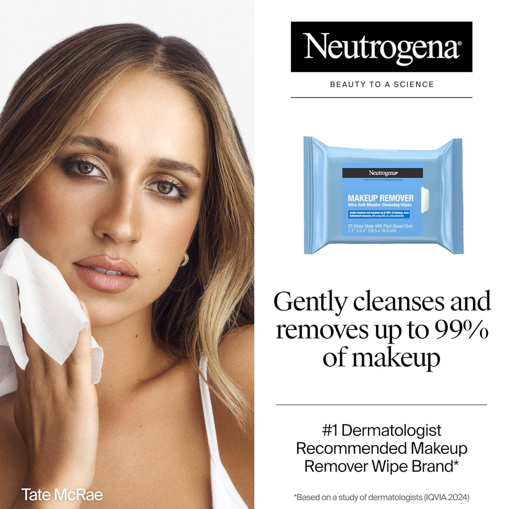 Neutrogena Makeup Remover Wipes Micellar Alcohol-Free Face Towelettes