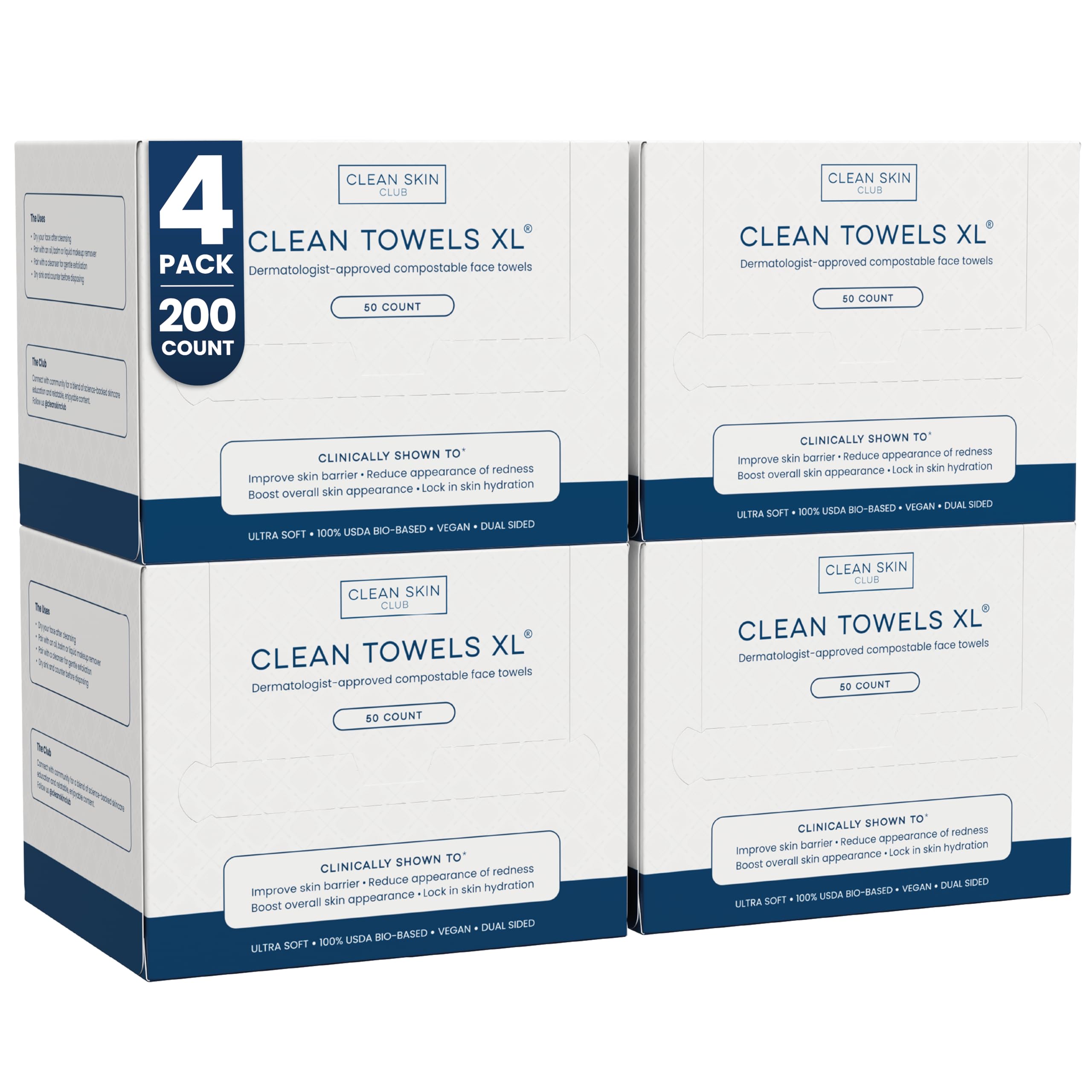 Clean Skin Club Clean Towels XL®, 100% USDA Biobased Face Towel