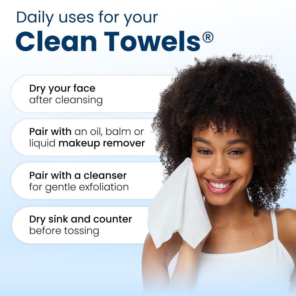 Clean Skin Club Clean Towels XL®, 100% USDA Biobased Face Towel
